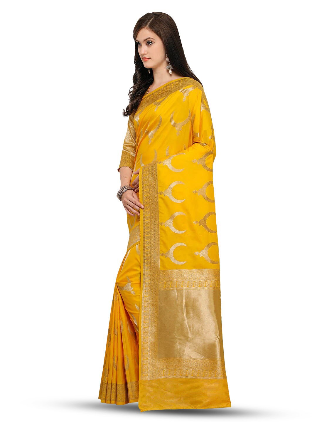 

Shaily Woven Design Zari Saree, Yellow