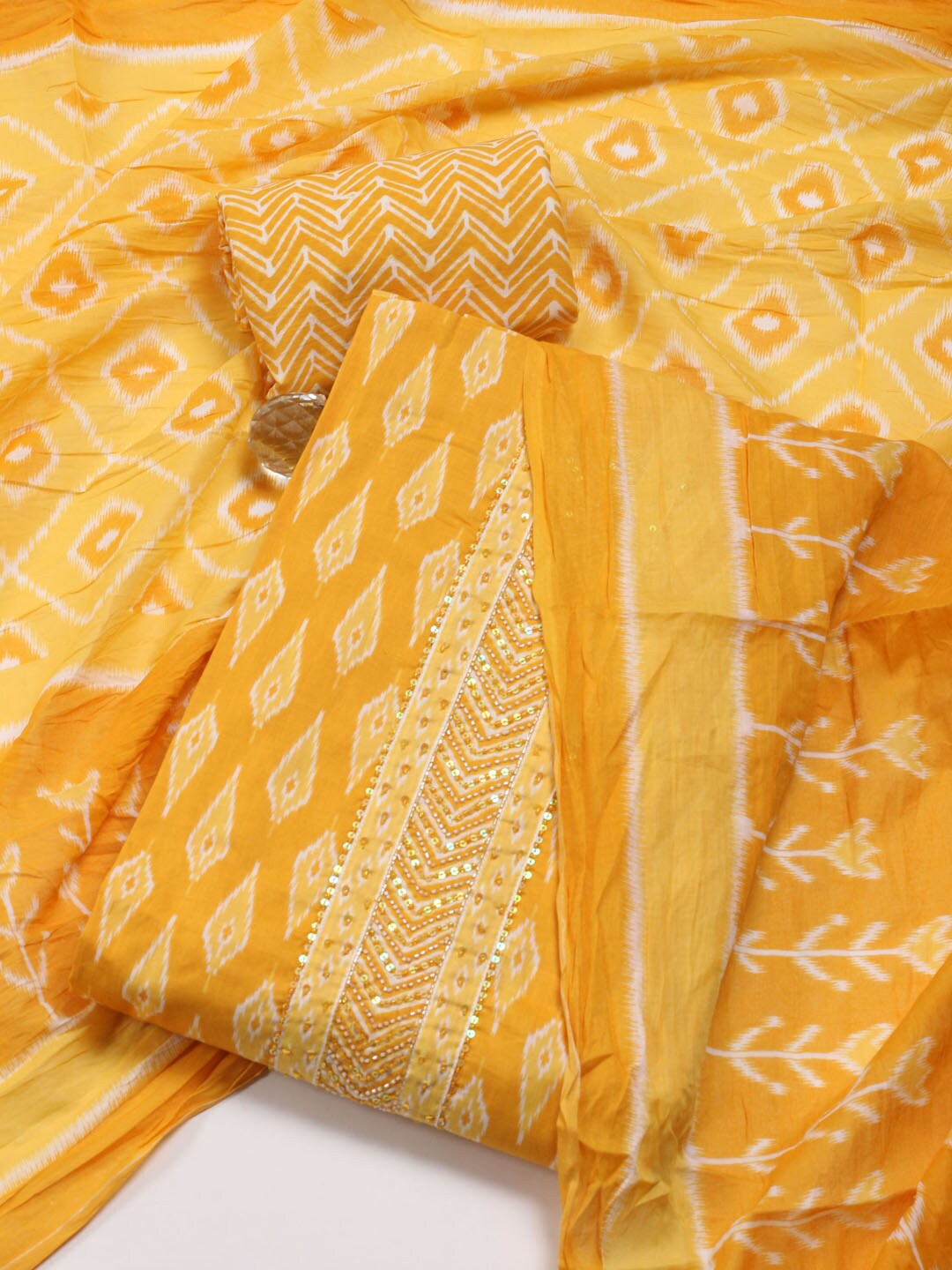 

Meena Bazaar Ethnic Printed Unstitched Dress Material, Yellow