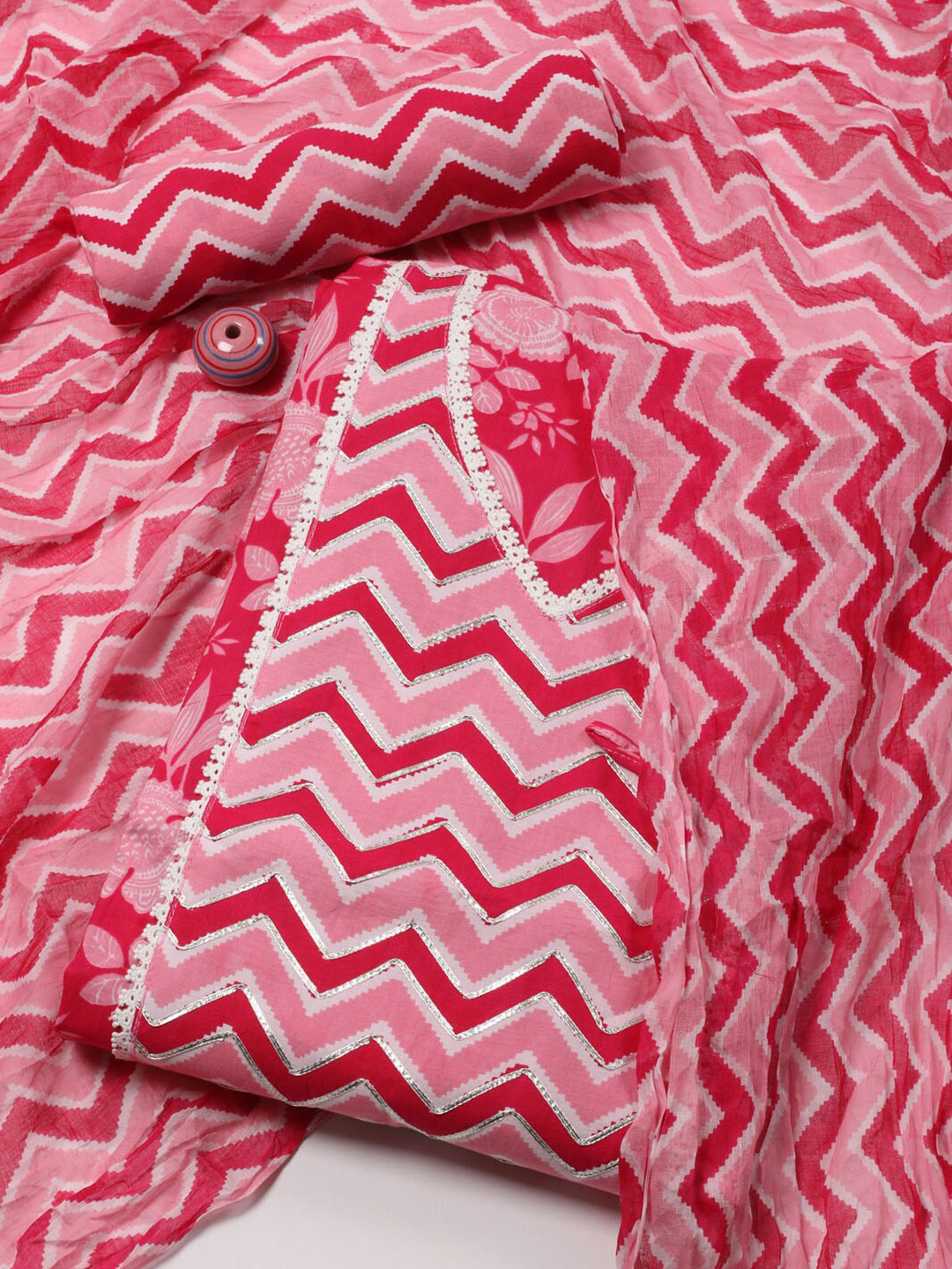

Meena Bazaar Printed Unstitched Dress Material, Magenta