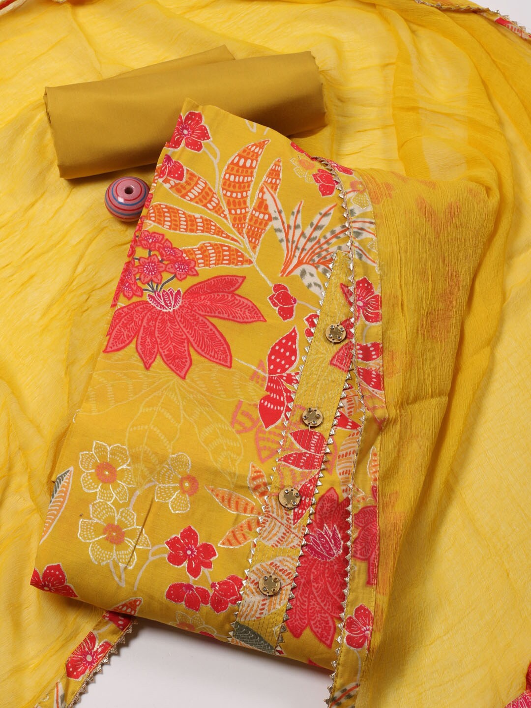 

Meena Bazaar Embroidered Unstitched Dress Material, Yellow