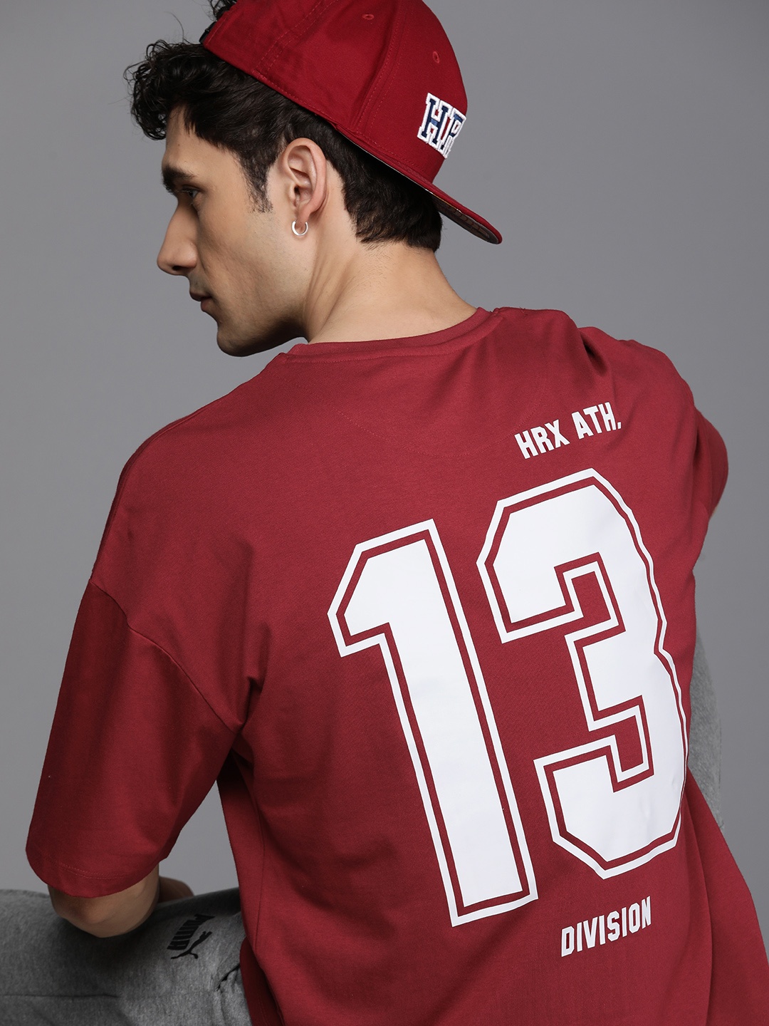 HRX by Hrithik Roshan Men Typography Printed Pure Cotton T-shirt, Maroon