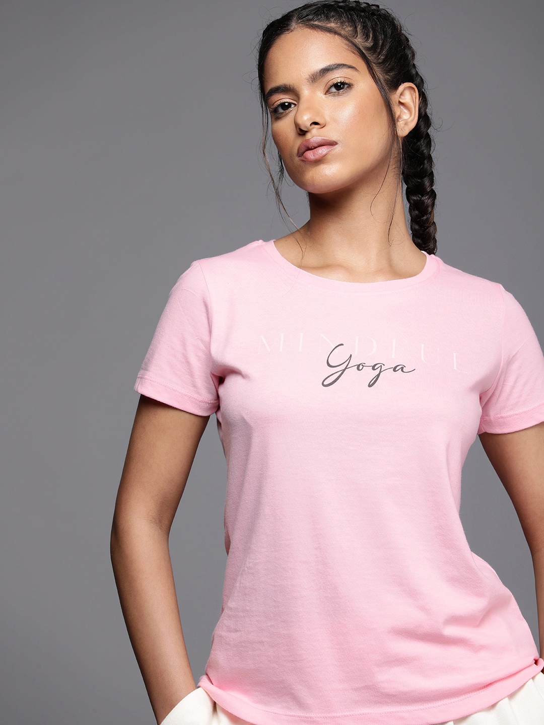 

HRX by Hrithik Roshan Women Typography Printed Pure Cotton T-shirt, Pink