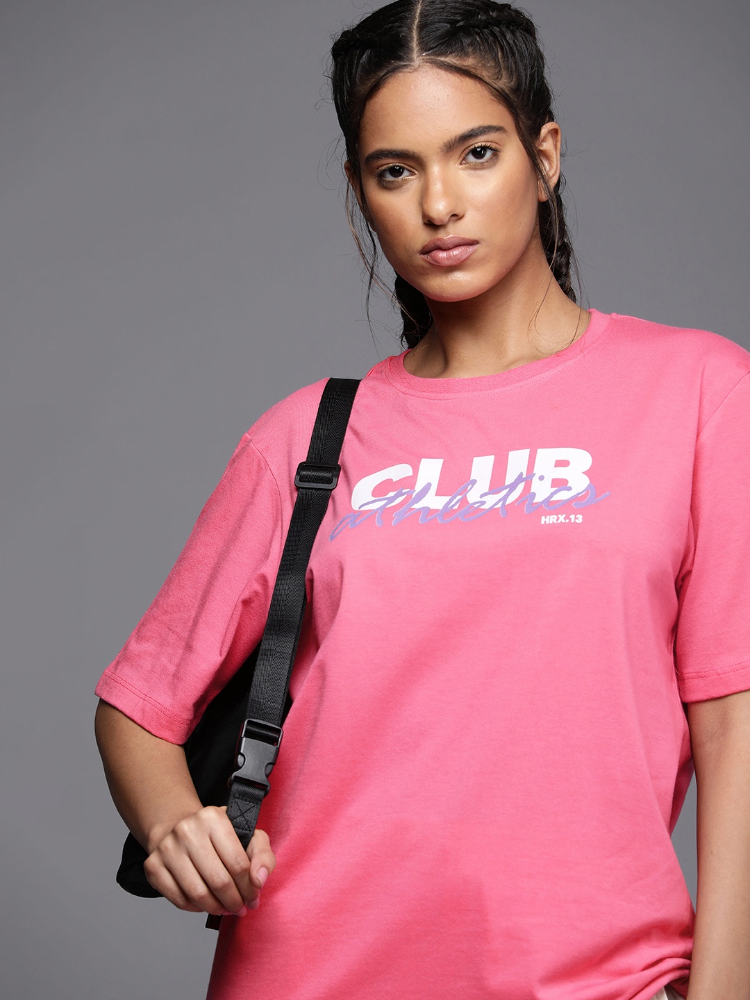 

HRX by Hrithik Roshan Women Typography Printed Pure Cotton T-shirt, Pink