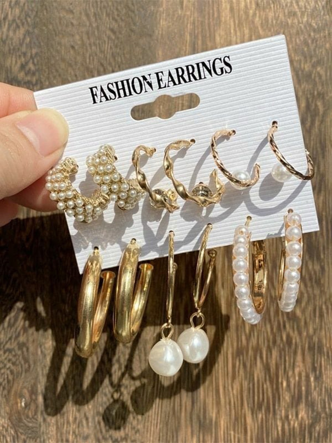 

KARISHMA KREATIONS Set Of 9 Gold-Plated Classic Hoop Earrings