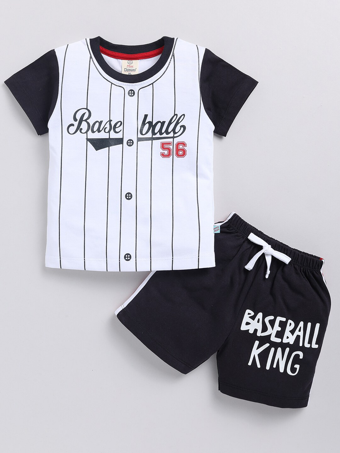 

BAESD Boys Striped Pure Cotton T-shirt with Shorts, White