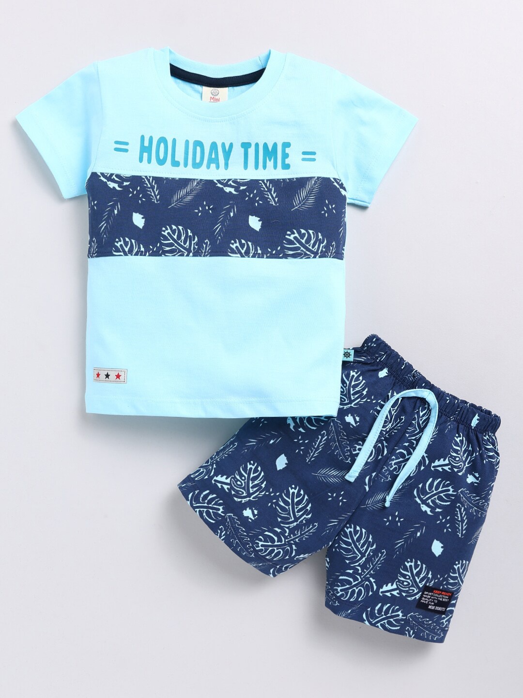 

BAESD Infant Boys Typography Printed Pure Cotton T-shirt With Shorts, Blue