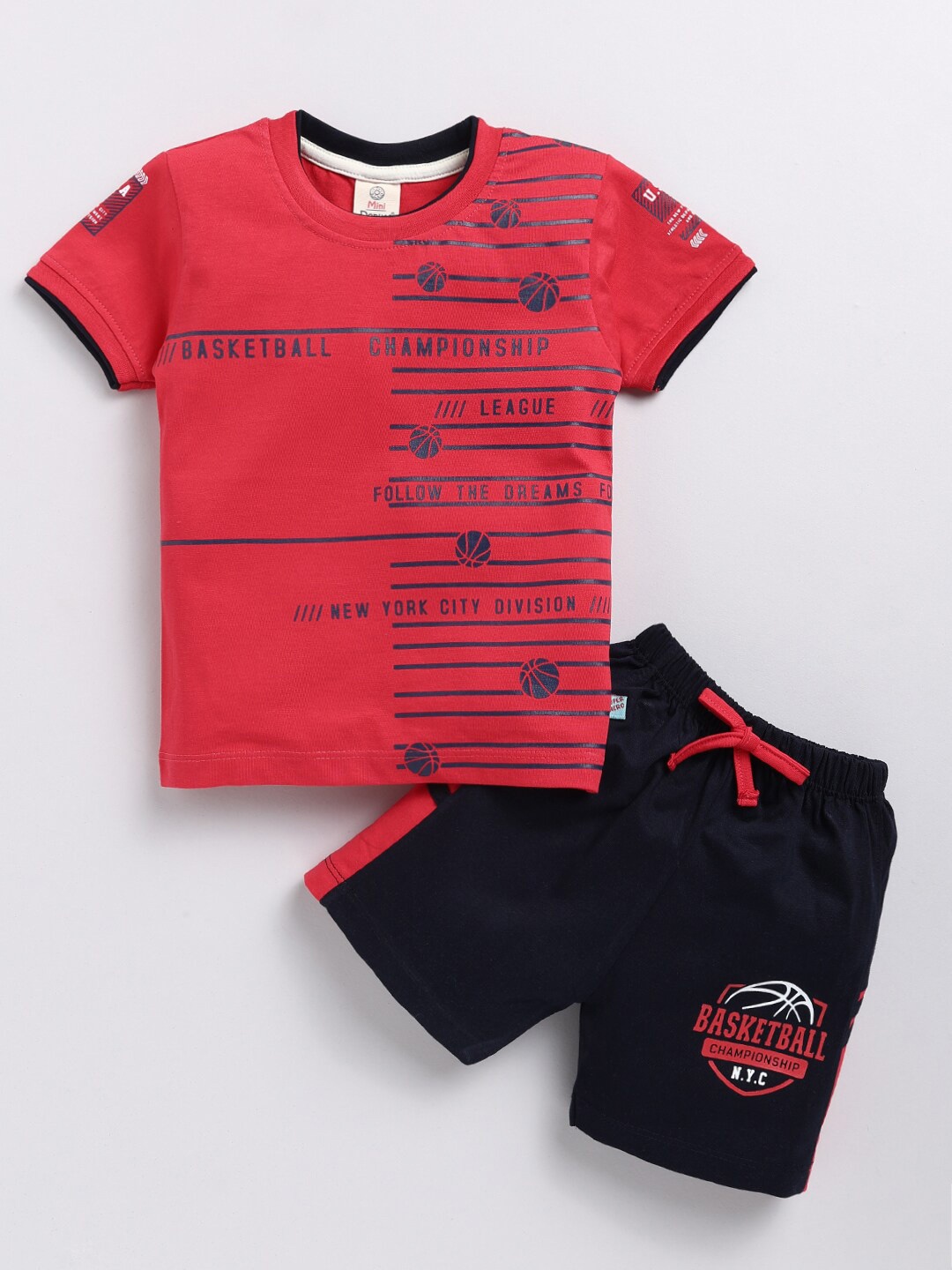 

BAESD Boys Printed Pure Cotton T-shirt With Shorts, Red