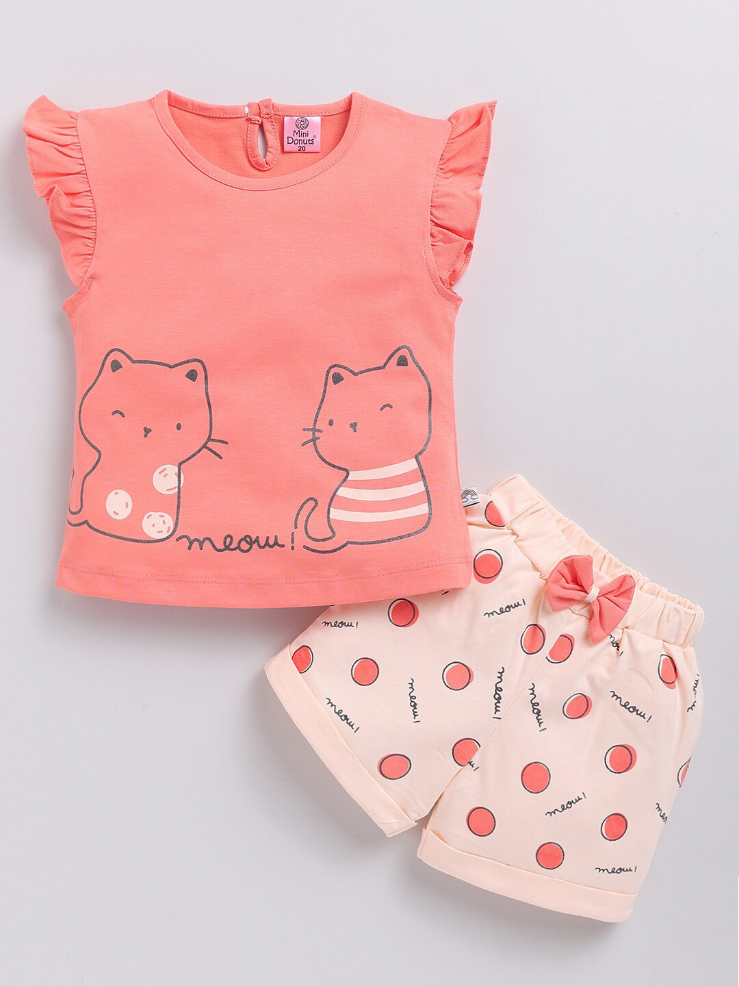 

BAESD Girls Printed Pure Cotton T-shirt with Shorts, Orange