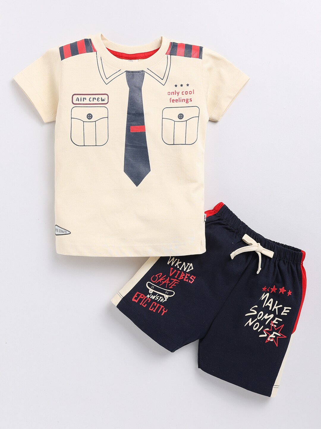 

BAESD Infant Boys Printed Pure Cotton T-shirt with Shorts, Beige