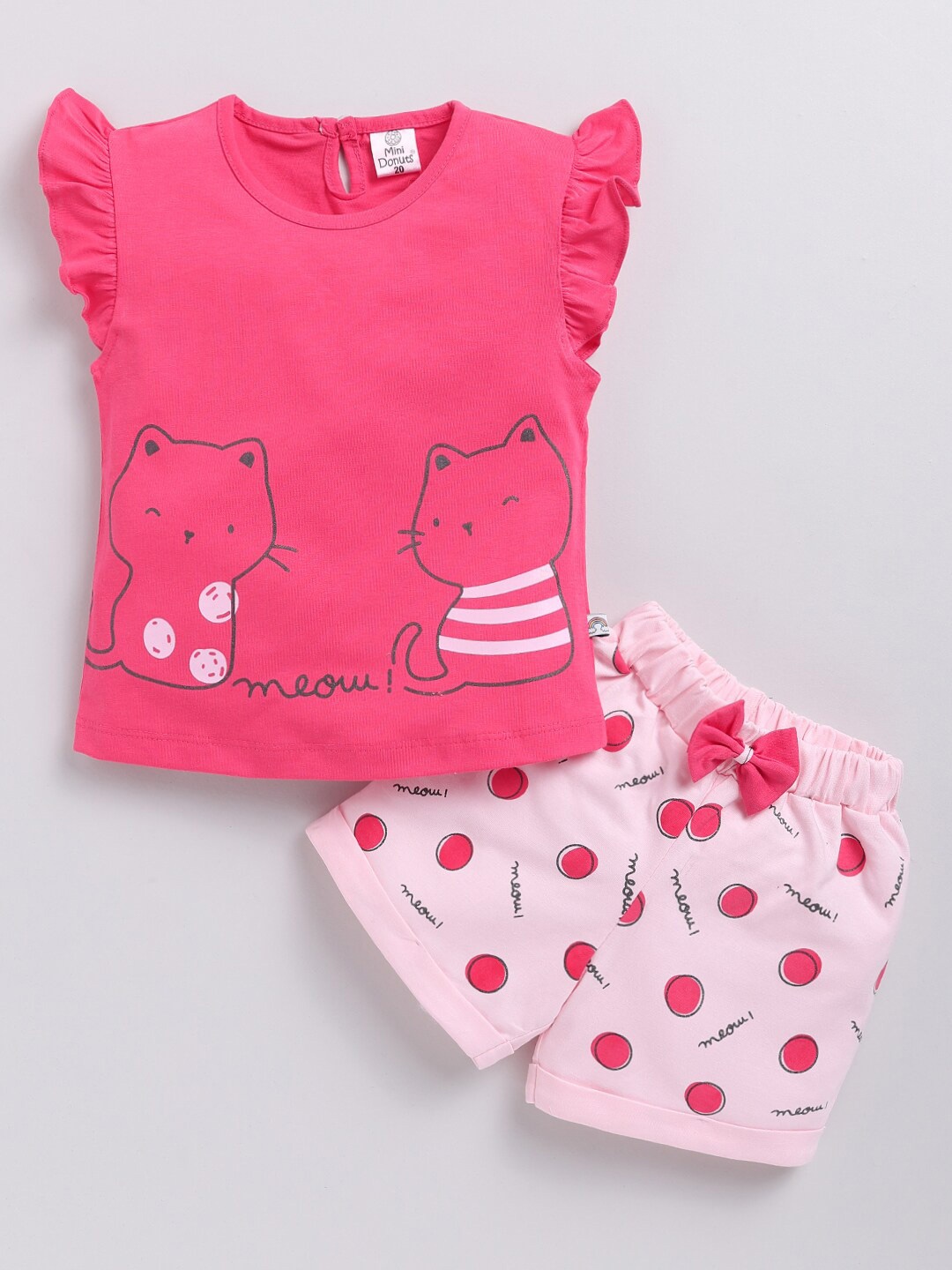 

BAESD Infant Girls Printed Pure Cotton Top with Shorts, Pink