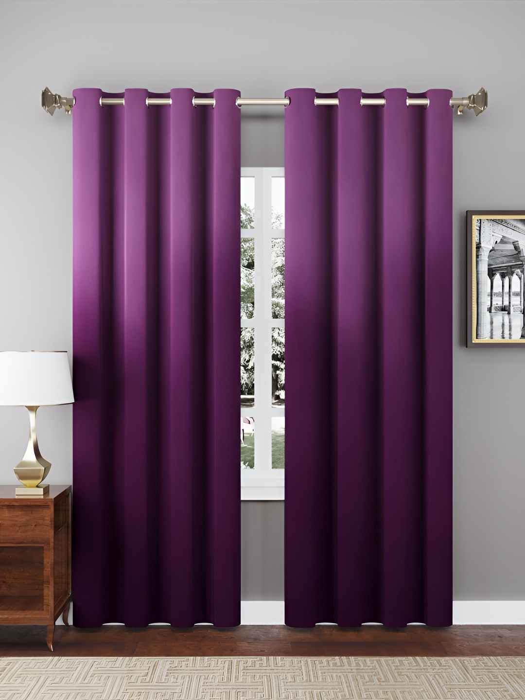 

Dashing fabrics Purple2 Pieces Velvet Black Out Window Curtains, Purple