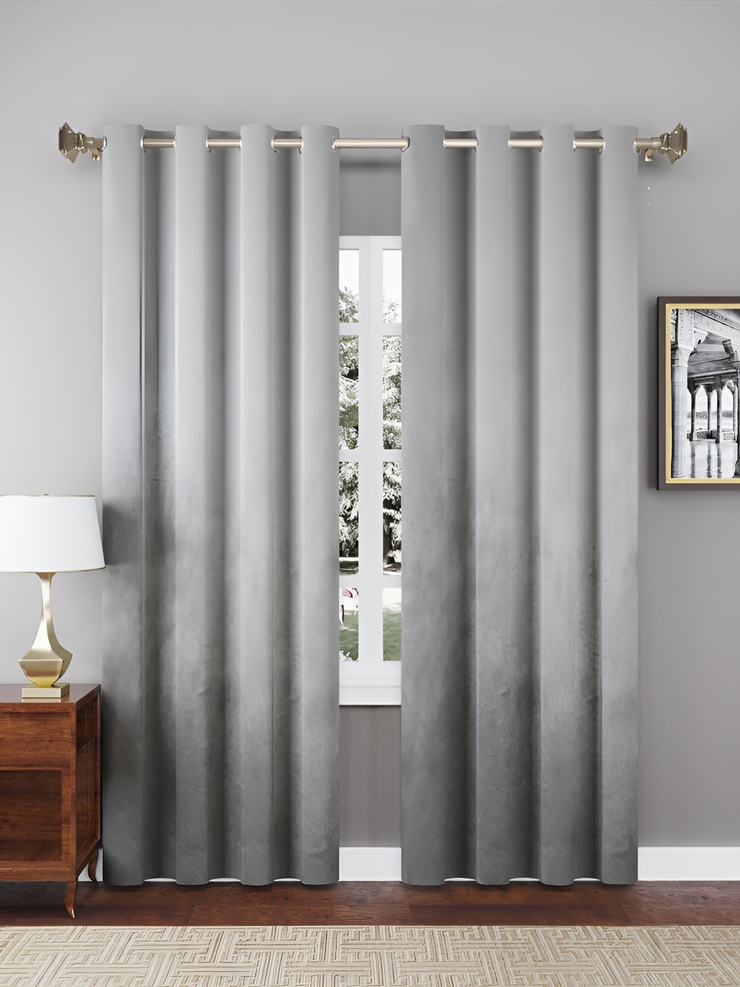

Dashing fabrics Silver-Toned 2 Pieces Black Out Window Curtains
