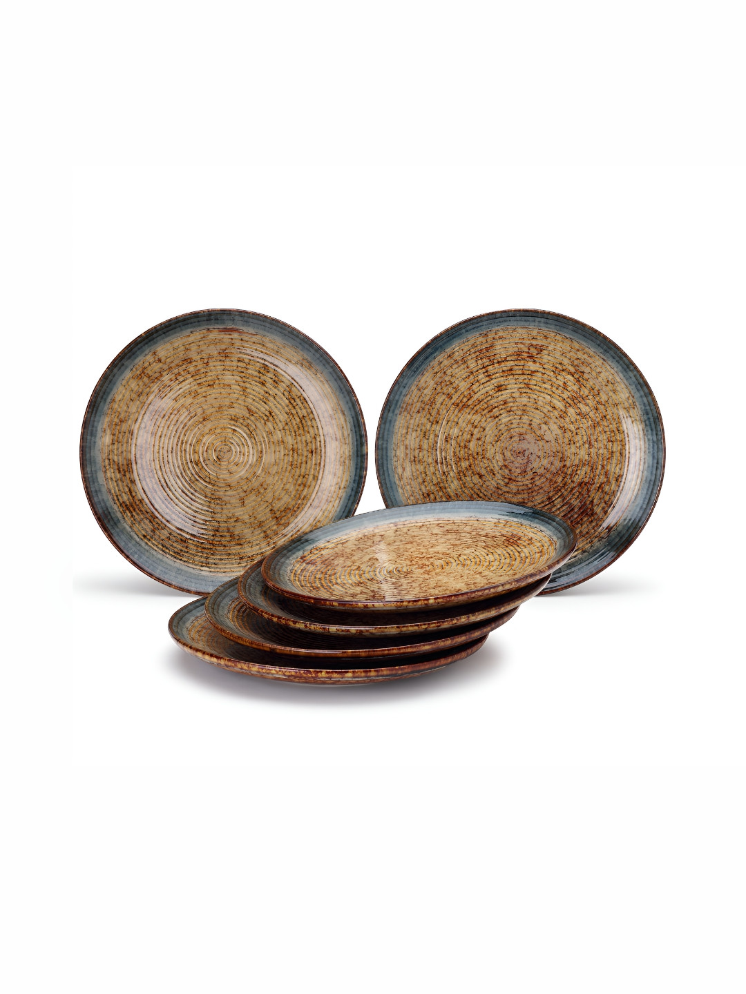 

BODHI HOUSE Brown & Teal Blue 6 Pieces Handcrafted Ceramic Glossy Plates