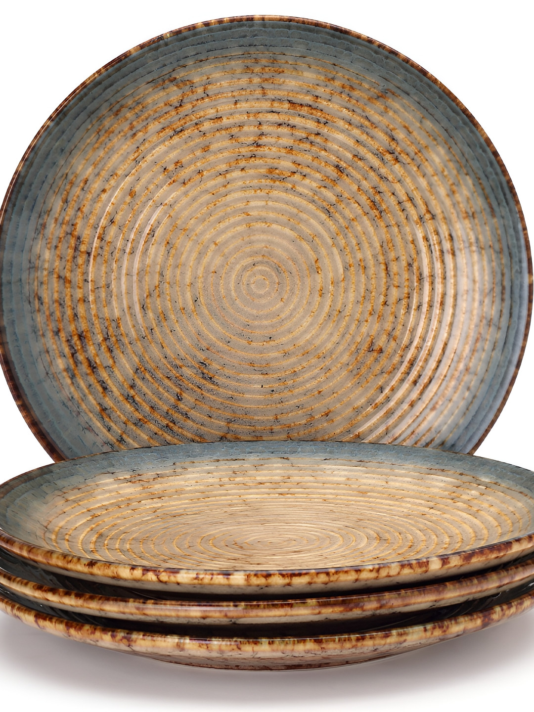 

BODHI HOUSE Brown & Grey 4 Pieces Ceramic Glossy Plates
