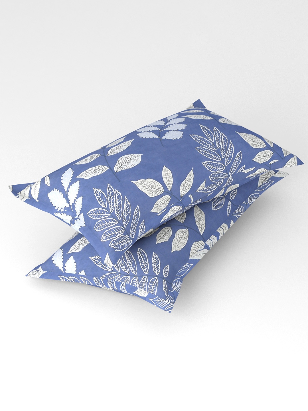 

bsb home Blue & Grey 2 Pieces Ethnic Motifs Pure Cotton Rectangle Pillow Covers