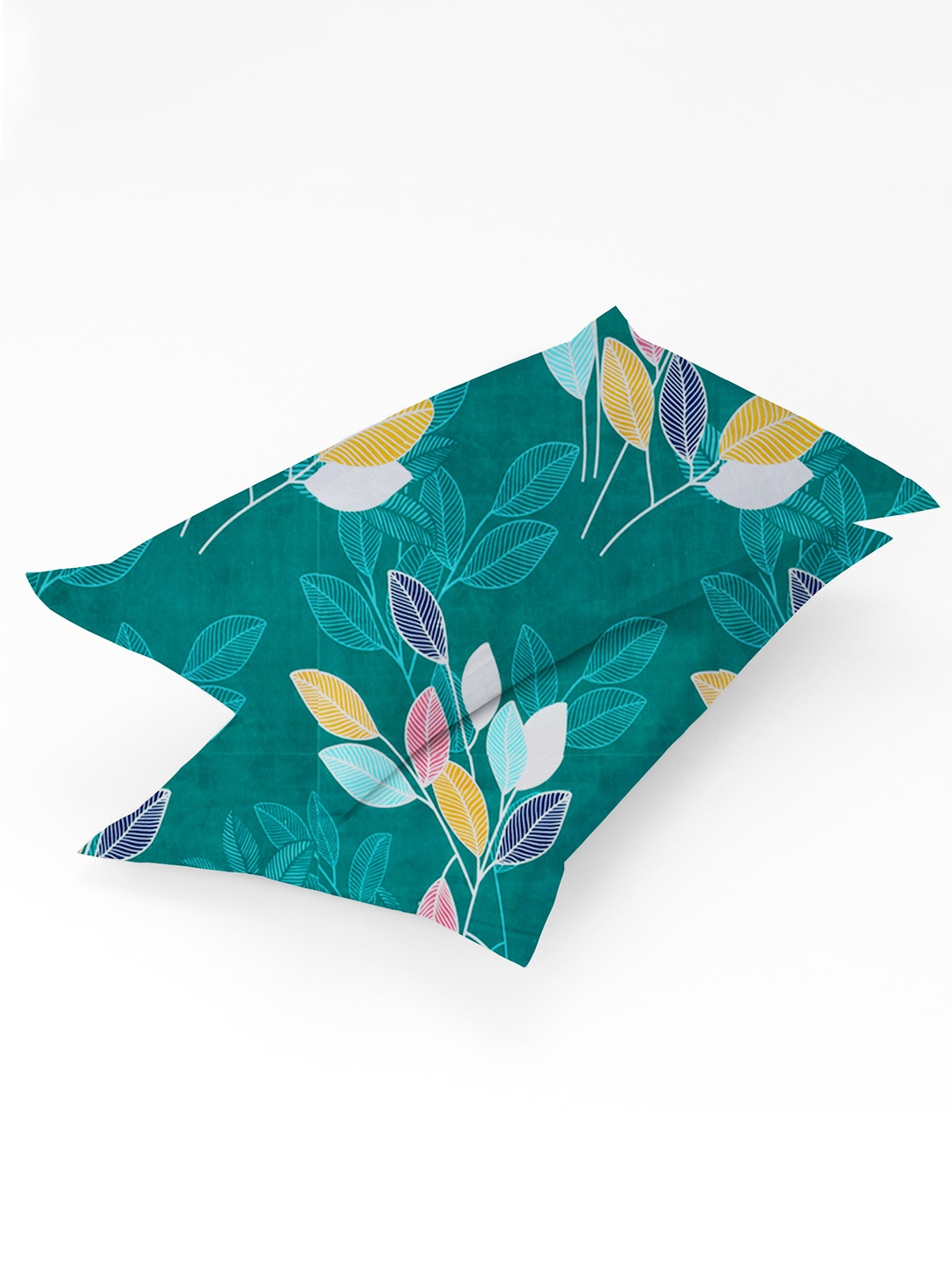 

bsb home Green & Pink 2 Pieces Floral Printed Pure Cotton Rectangle Pillow Covers