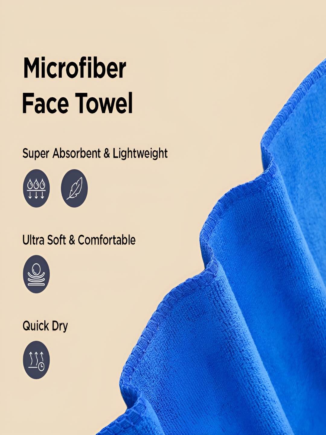 

Kuber Industries Blue 2 Pieces 400 GSM Microfiber Soft Quick Dry Face Towels