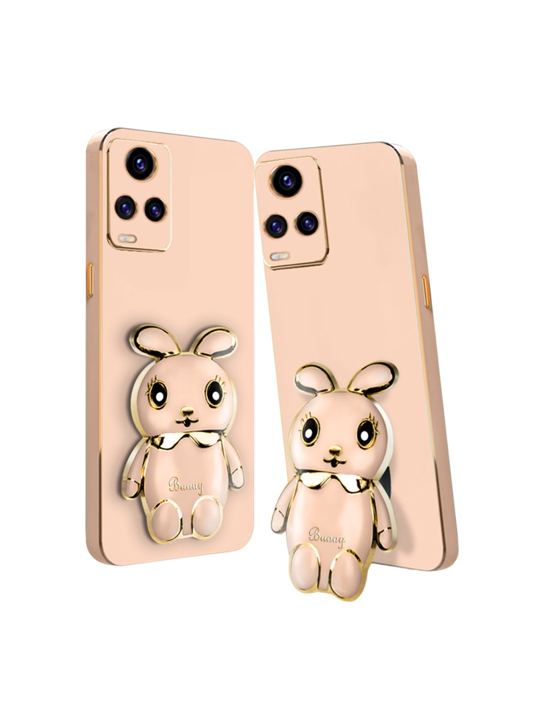 

Karwan Unisex Lightweight Vivo V21E 4G Back Case Cover With Folding Stand, Peach