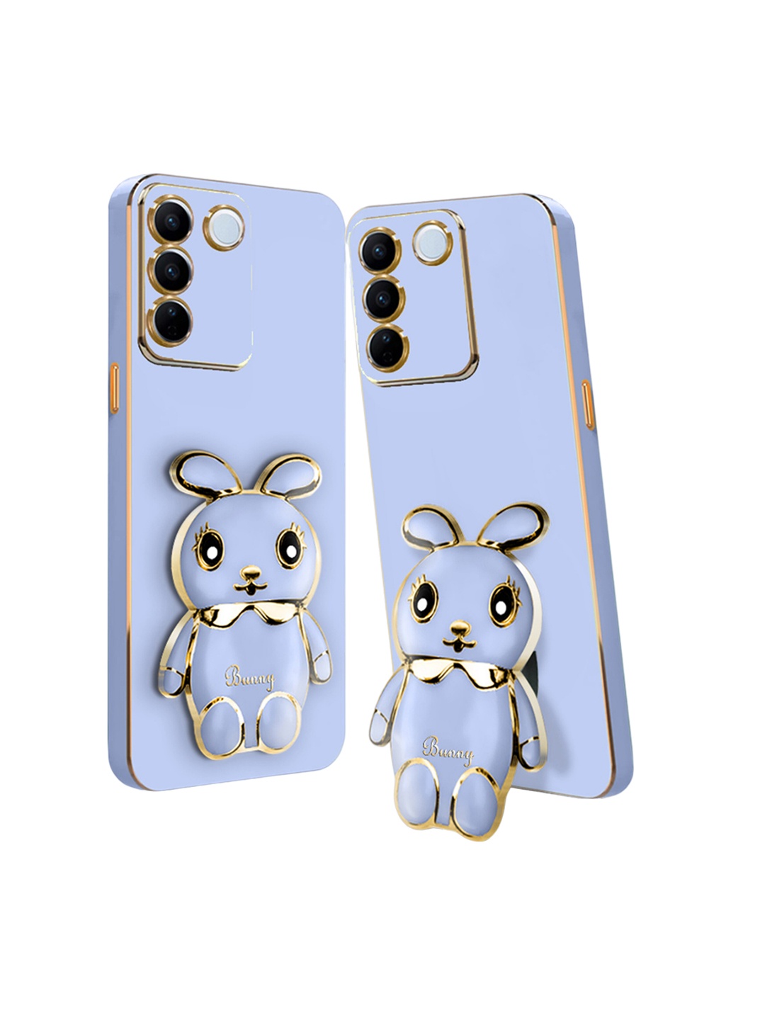 

Karwan 3D Mini Bunny with Folding Stand Vivo V27 Pro Back Cover, Blue