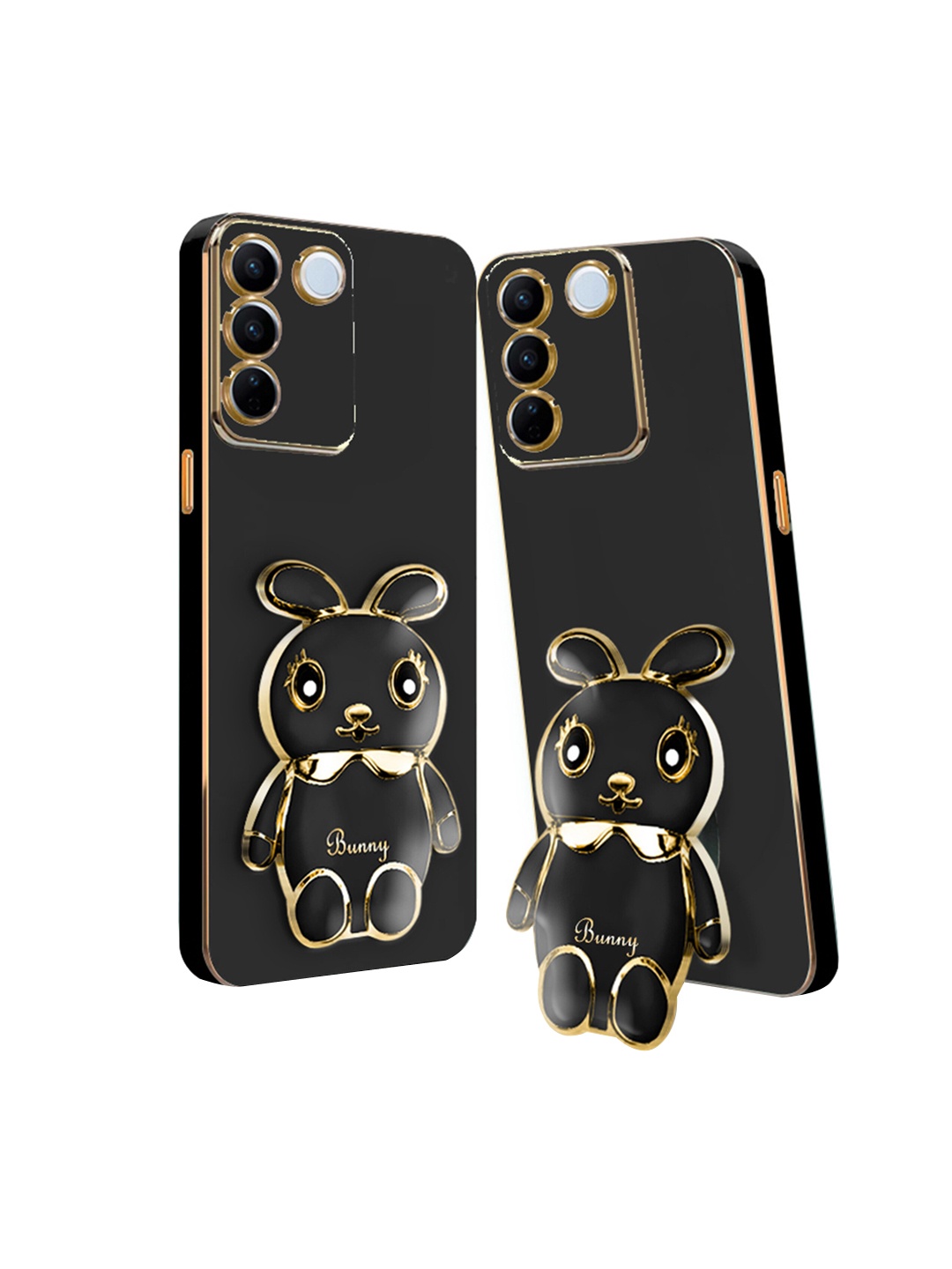 

Karwan Oppo Reno 7 Pro Back Case Cover With 3D Mini Bunny Stand, Black