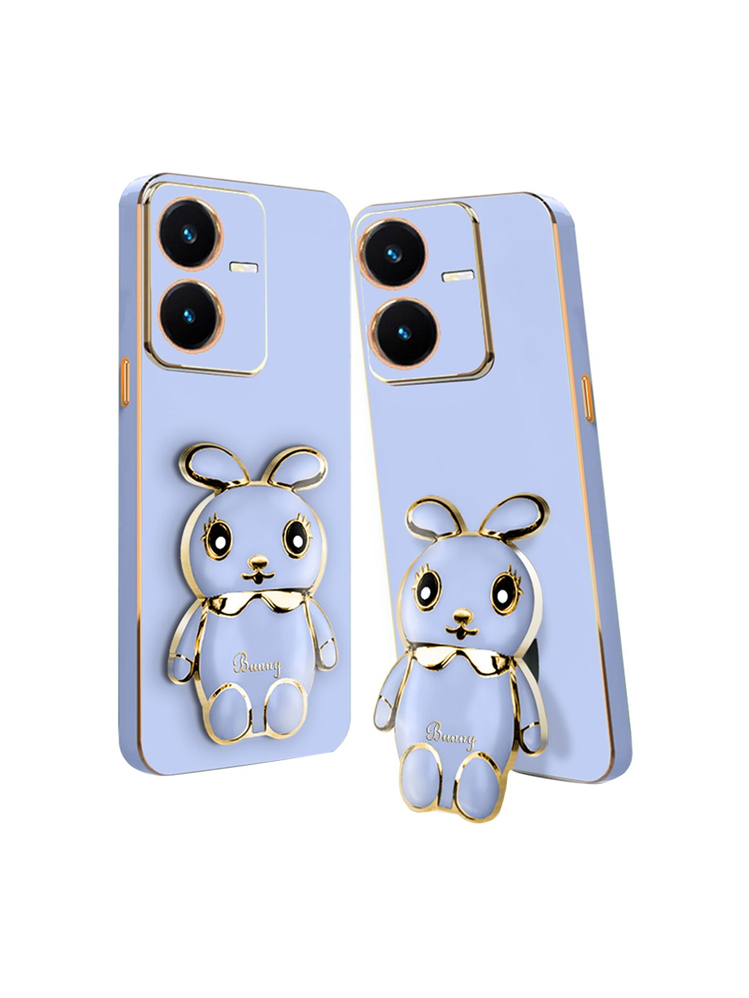 

Karwan 3D Mini Bunny with Folding Stand Vivo Y22 Mobile Back Case, Blue