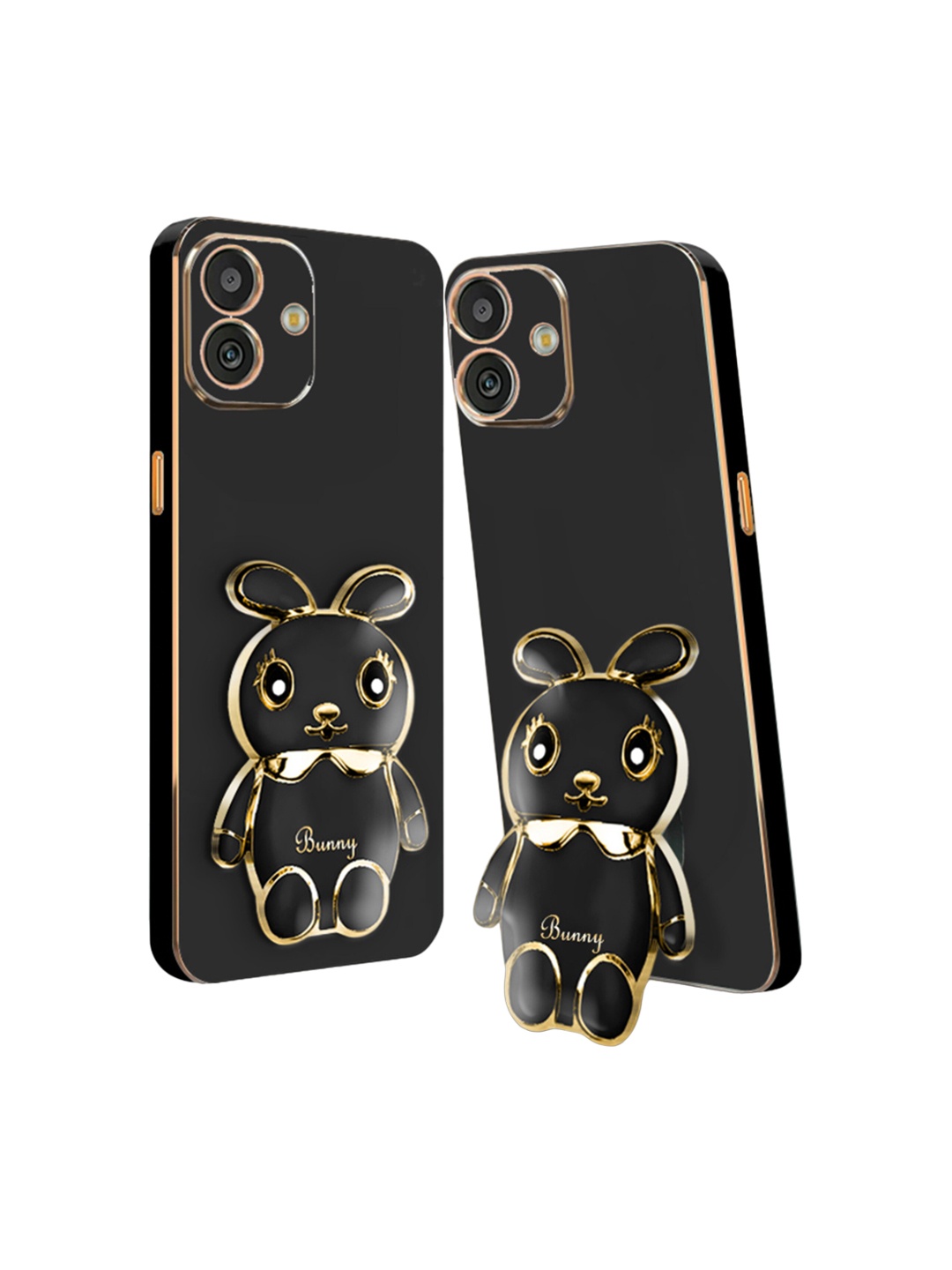 

Karwan 3D Mini Bunny with Folding Stand Samsung M13-5G Mobile Back Case, Black
