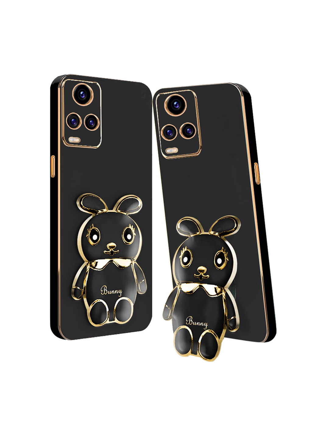 

Karwan 3D Mini Bunny with Folding Stand Vivo V21E 4G Mobile Back Case, Black