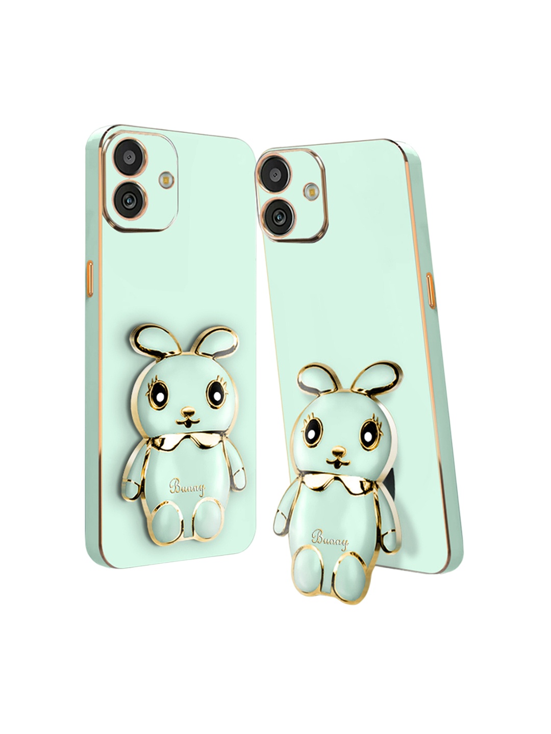 

Karwan 3D Mini Bunny with Folding Stand Samsung M13-5G Mobile Back Case, Green