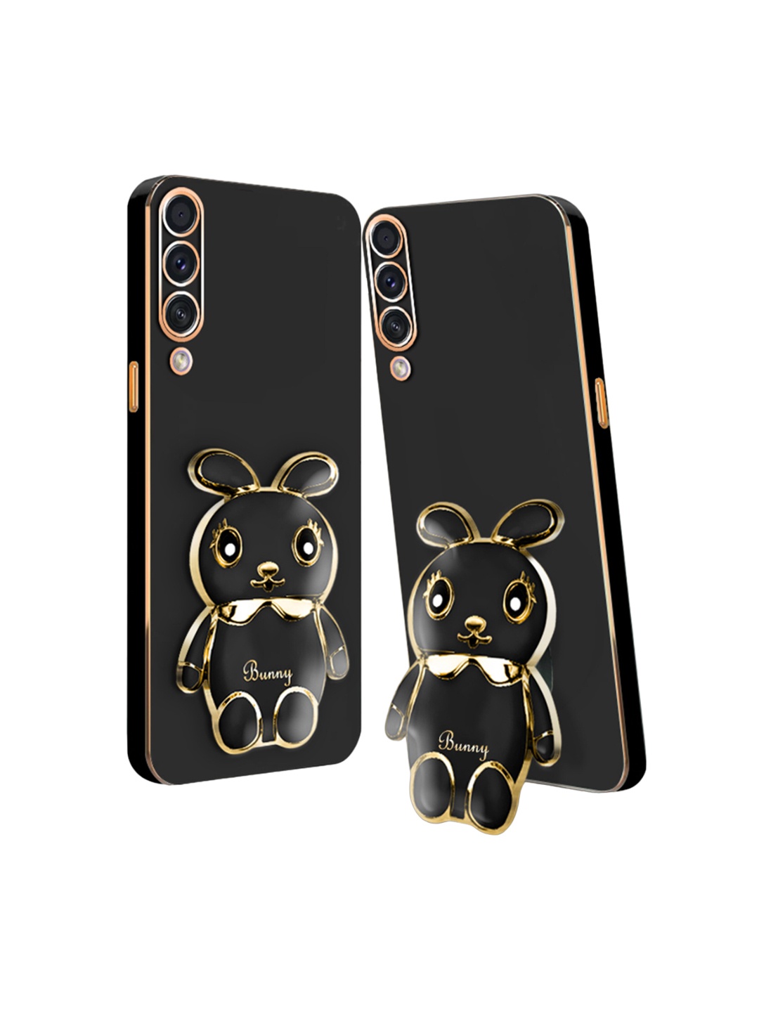 

Karwan Soft & Lightweight Samsung Galaxy A50 Back Case With 3D Mini Bunny Folding Stand, Black