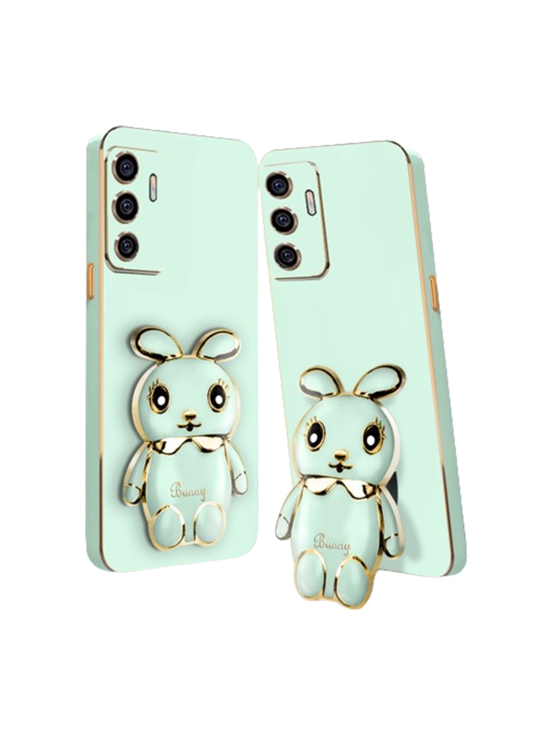 

Karwan Soft & Lightweight Vivo V23E 5G Back Case With 3D Mini Bunny Folding Stand, Green