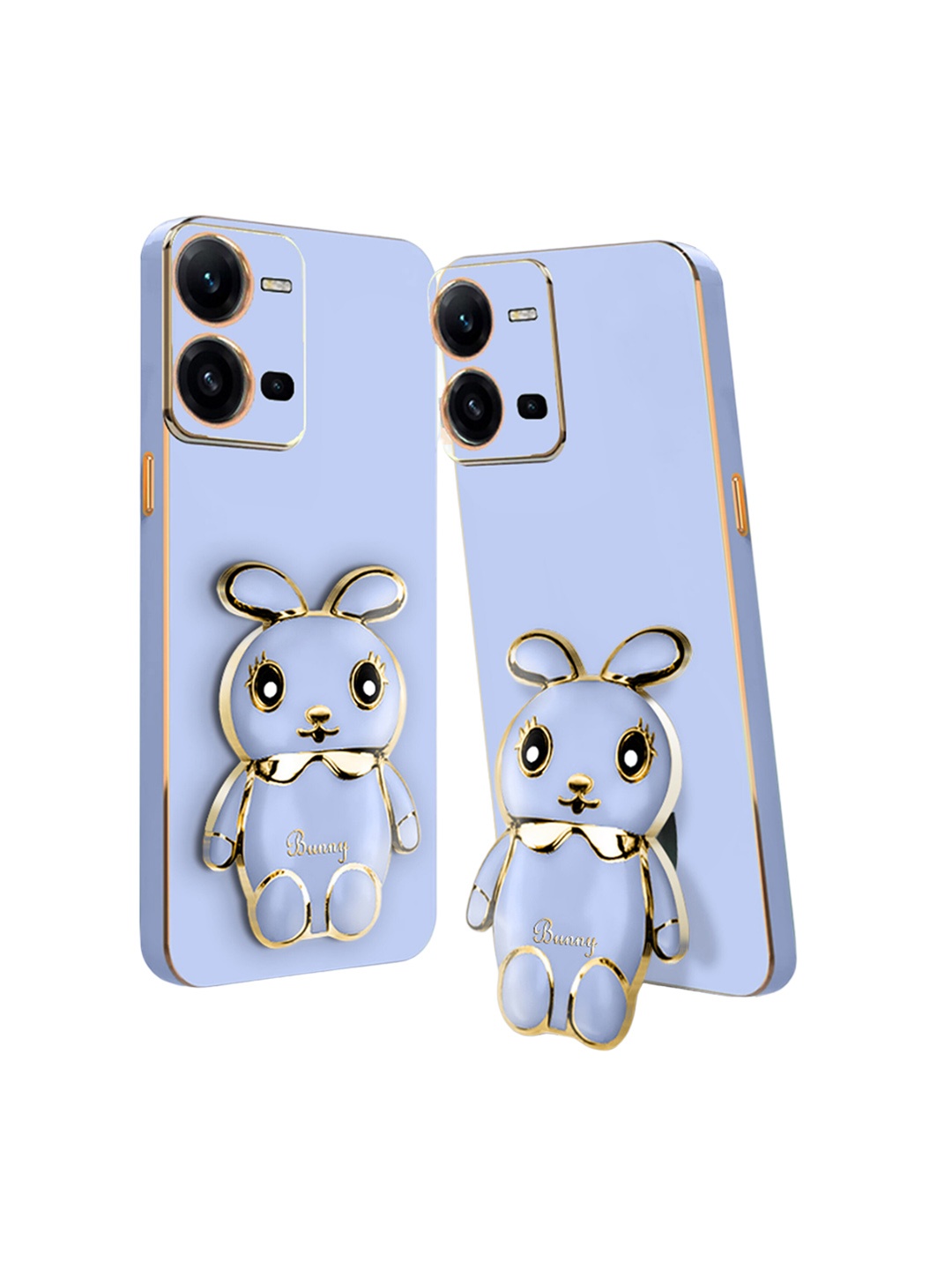 

Karwan Lightweight Vivo Y35 Back Case With 3D Mini Bunny with Folding Stand, Blue