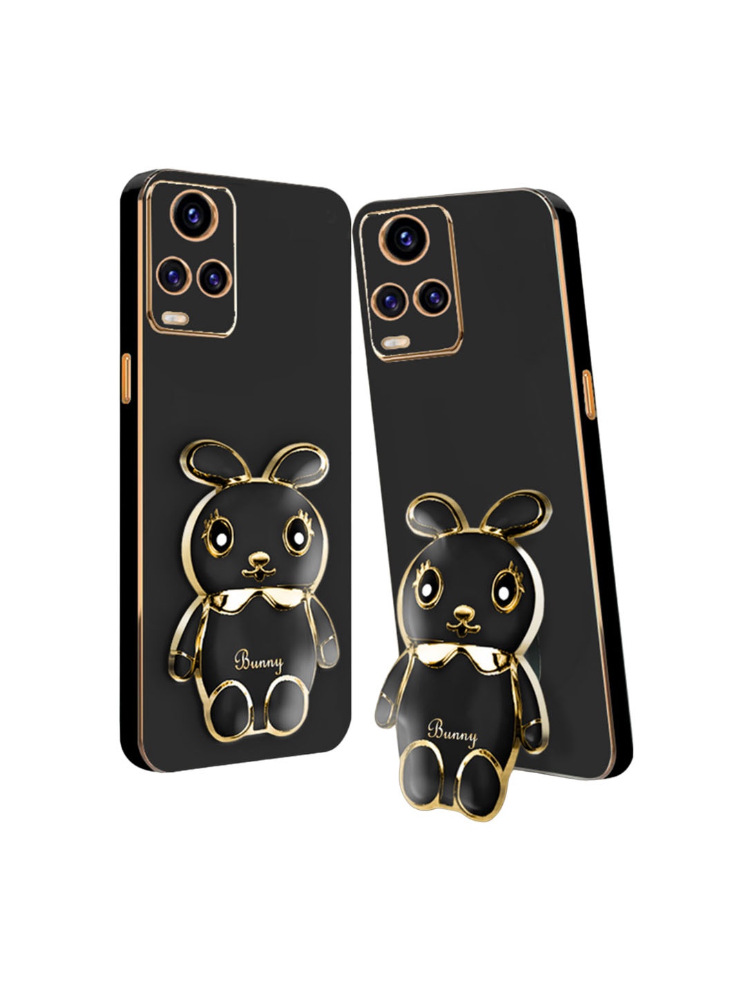 

Karwan 3D Mini Bunny Vivo V20 4G Back Case with Folding Stand, Black
