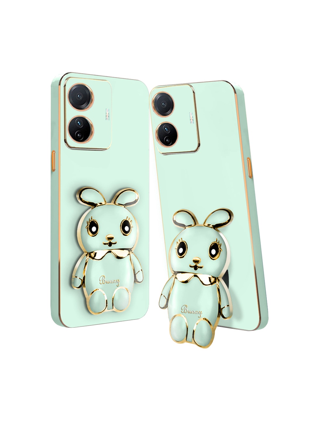 

Karwan Vivo T1 Pro Back Cover with 3D Mini Bunny with Folding Stand, Green