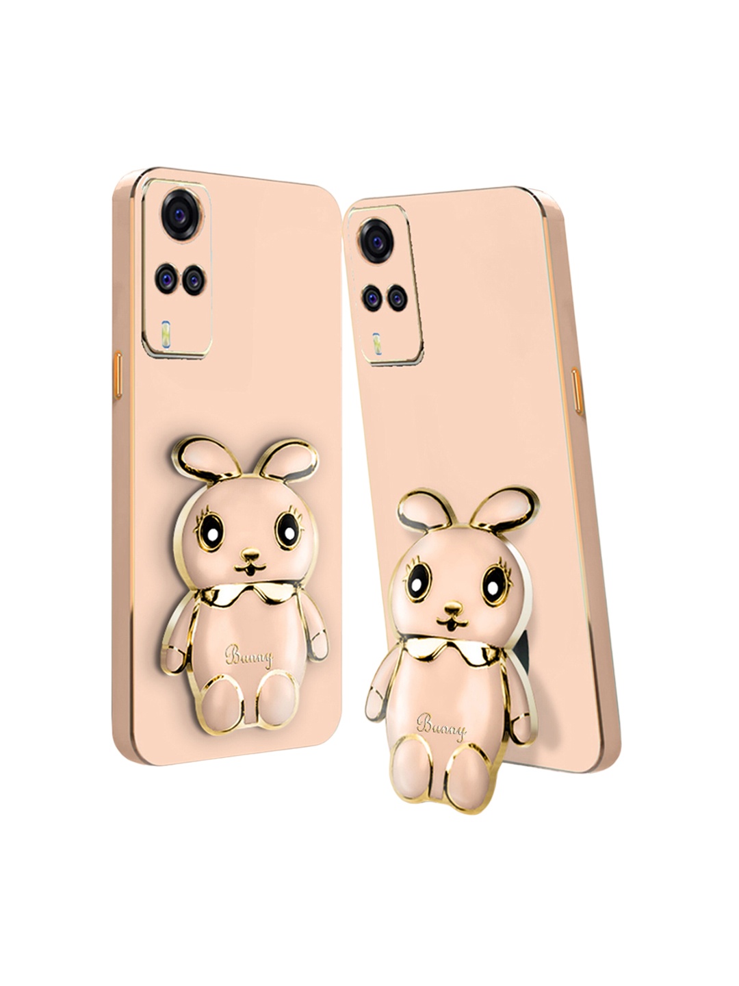 

Karwan Vivo Y51 3D Mini Bunny With Folding Stand Mobile Back Case, Pink