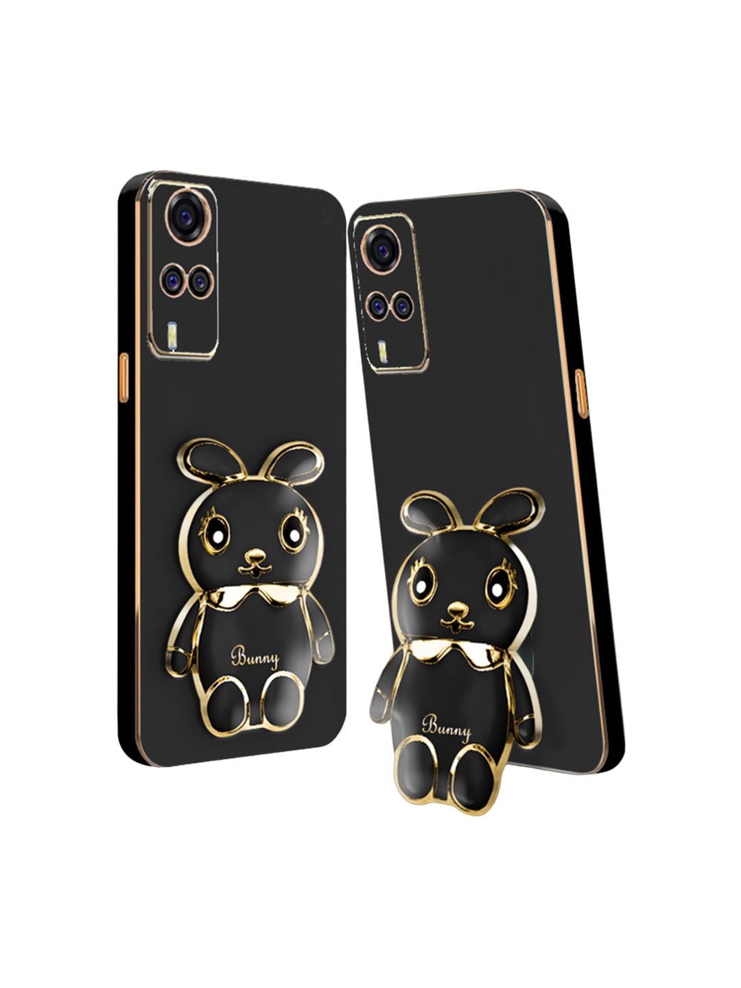 

Karwan 3D Mini Bunny with Folding Stand Printed Vivo Y51 Back Case Mobile Accessories, Black