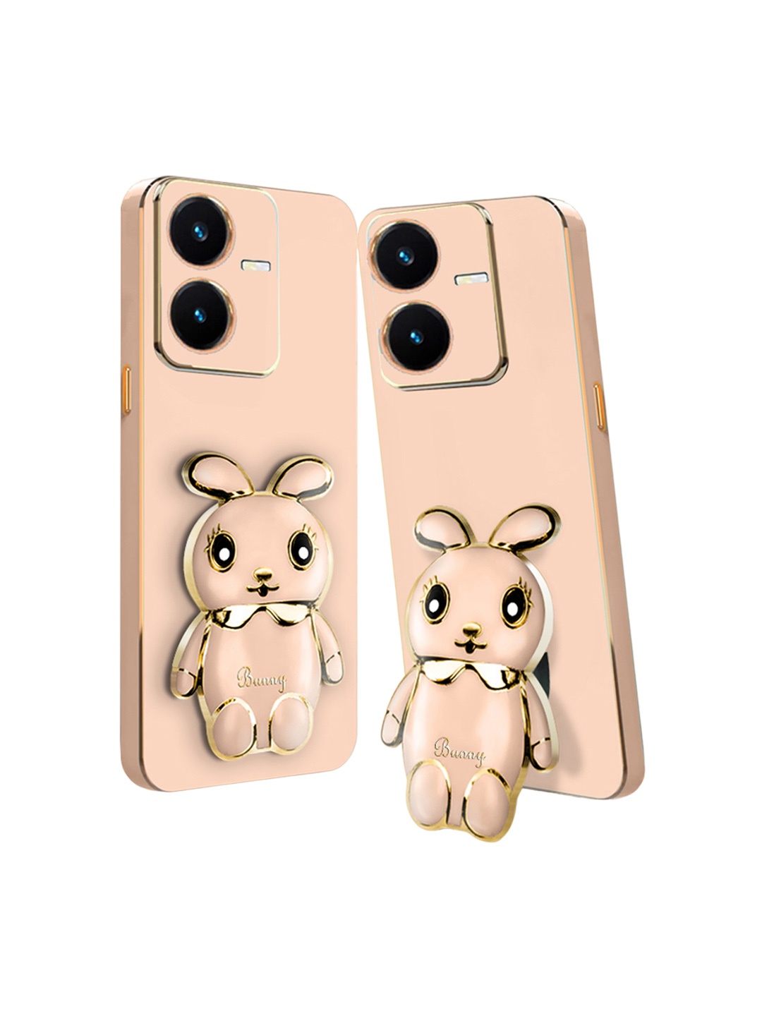 

Karwan Vivo Y22 3D Mini Bunny Mobile Back Case With Folding Stand, Pink