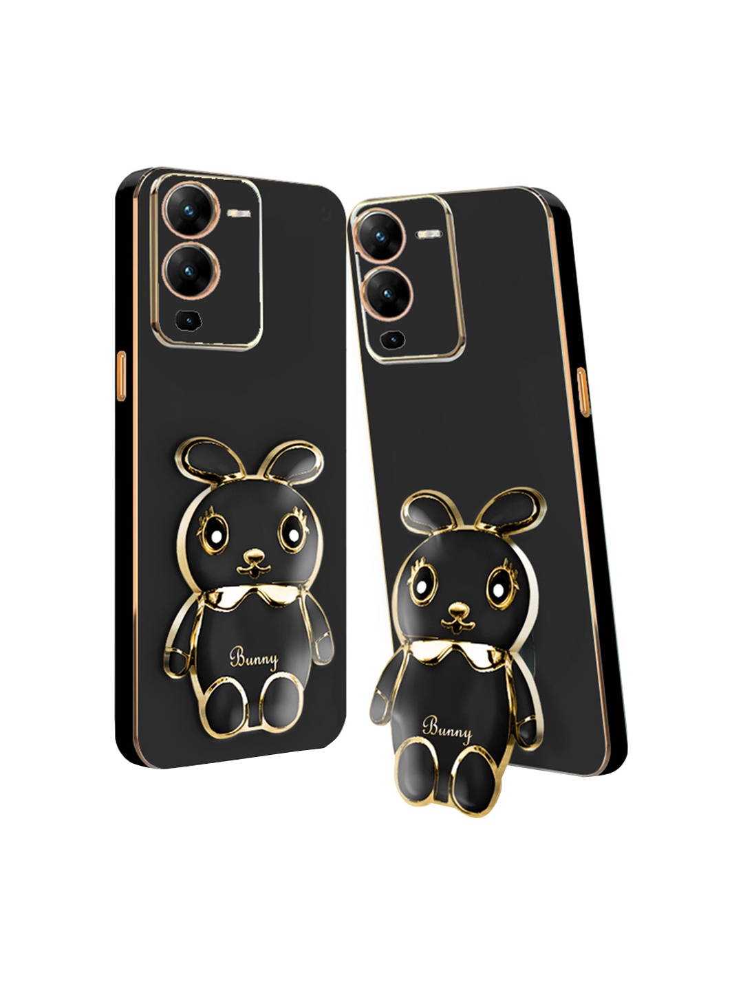 

Karwan Vivo V25 Pro 3D Mini Bunny Mobile Back Case With Folding Stand, Black