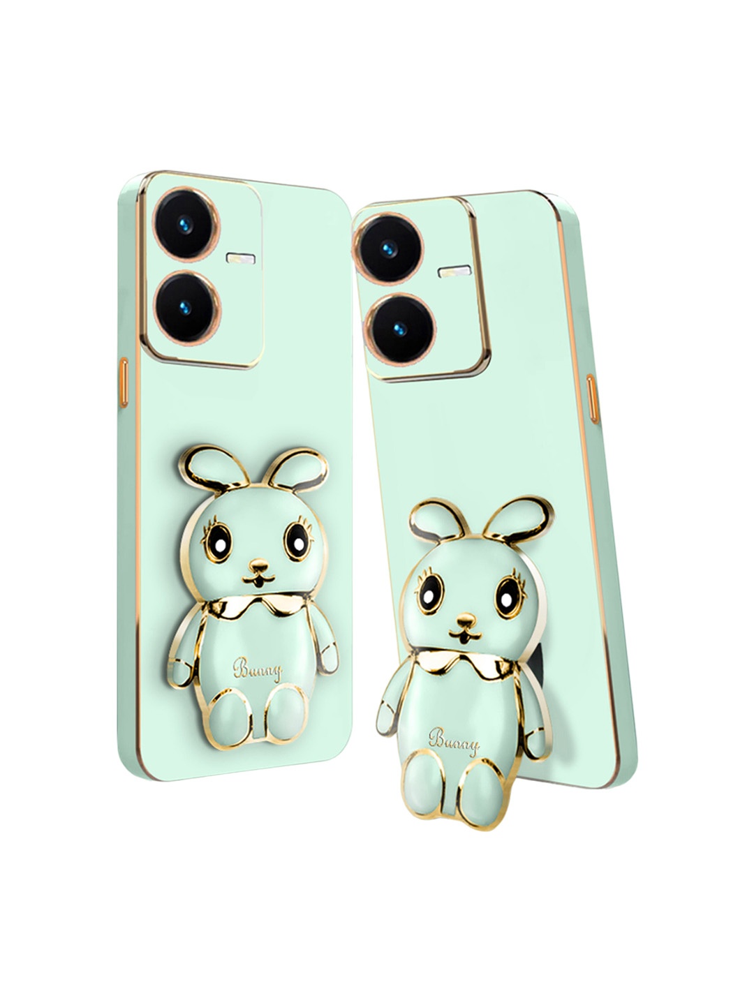 

Karwan 3D Mini Bunny with Folding Stand Vivo Y22 Back Case, Green