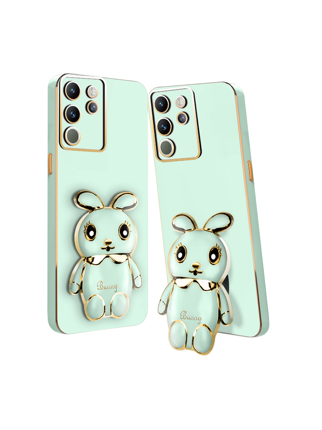 

Karwan Vivo V29 3D Mini Bunny Mobile Back Case With Folding Stand, Green