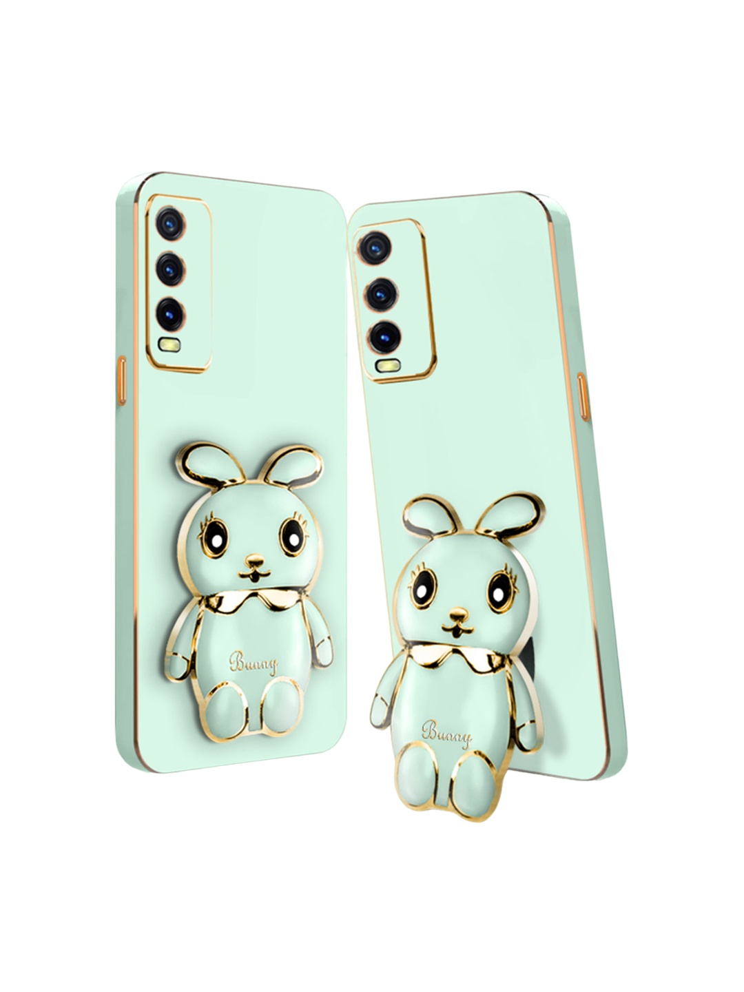 

Karwan Vivo Y20 3D Mini Bunny with Folding Stand Mobile Back Case, Green