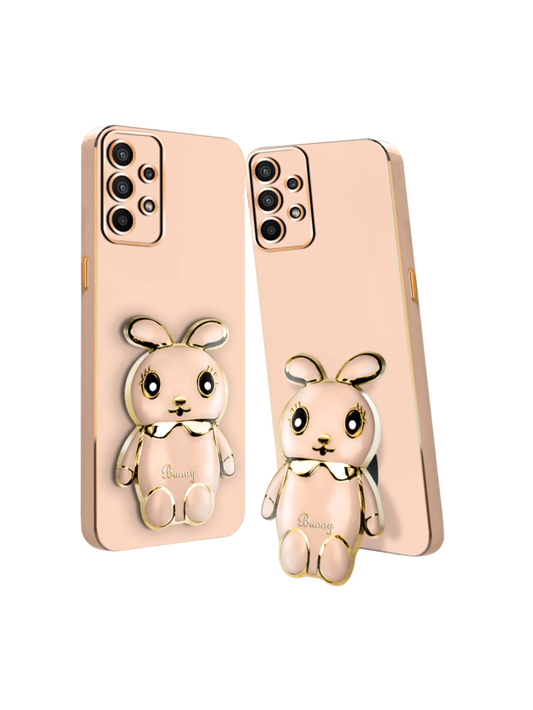 

Karwan Samsung A73 5G 3D Mini Bunny with Folding Stand Mobile Back Case, Pink