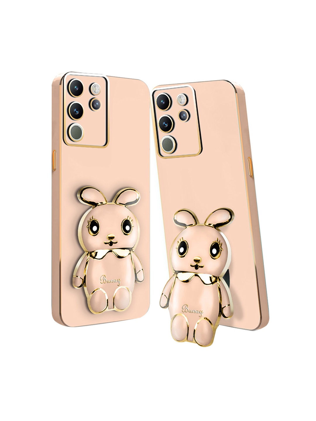 

Karwan Vivo V29 3D Mini Bunny with Folding Stand Mobile Back Cover Case, Pink