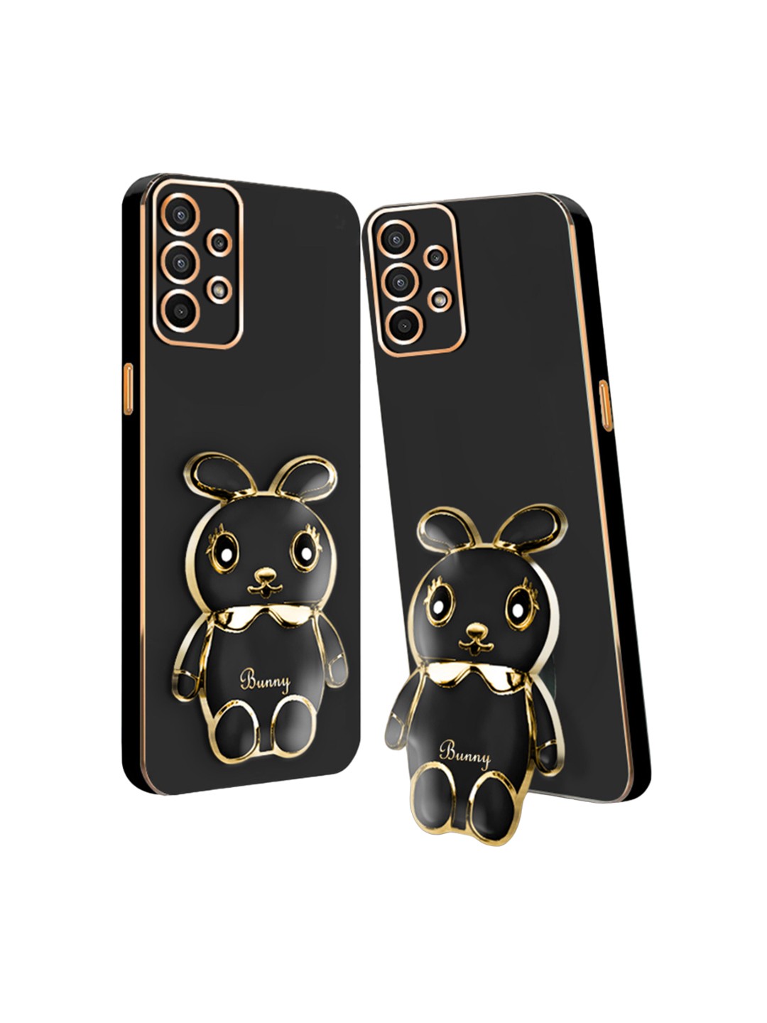 

Karwan Samsung A73 3D Mini Bunny with Folding Stand Mobile Back Cover Case, Black