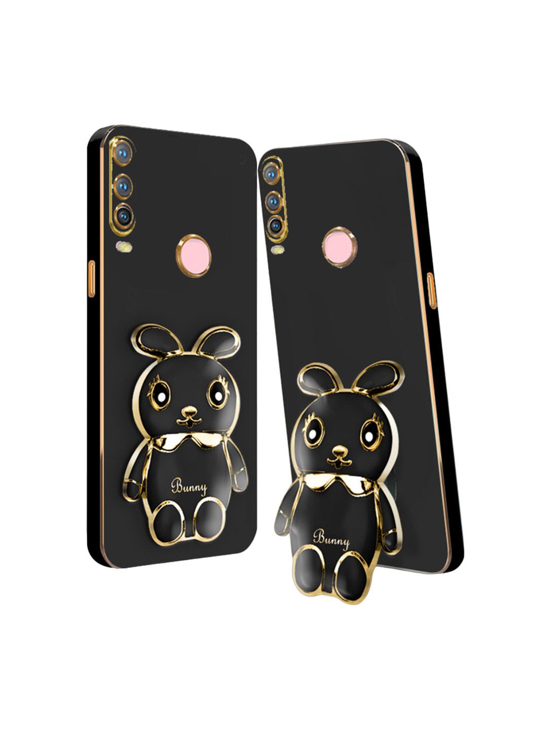 

Karwan Vivo Y15 3D Mini Bunny with Folding Stand Mobile Back Cover Case, Black