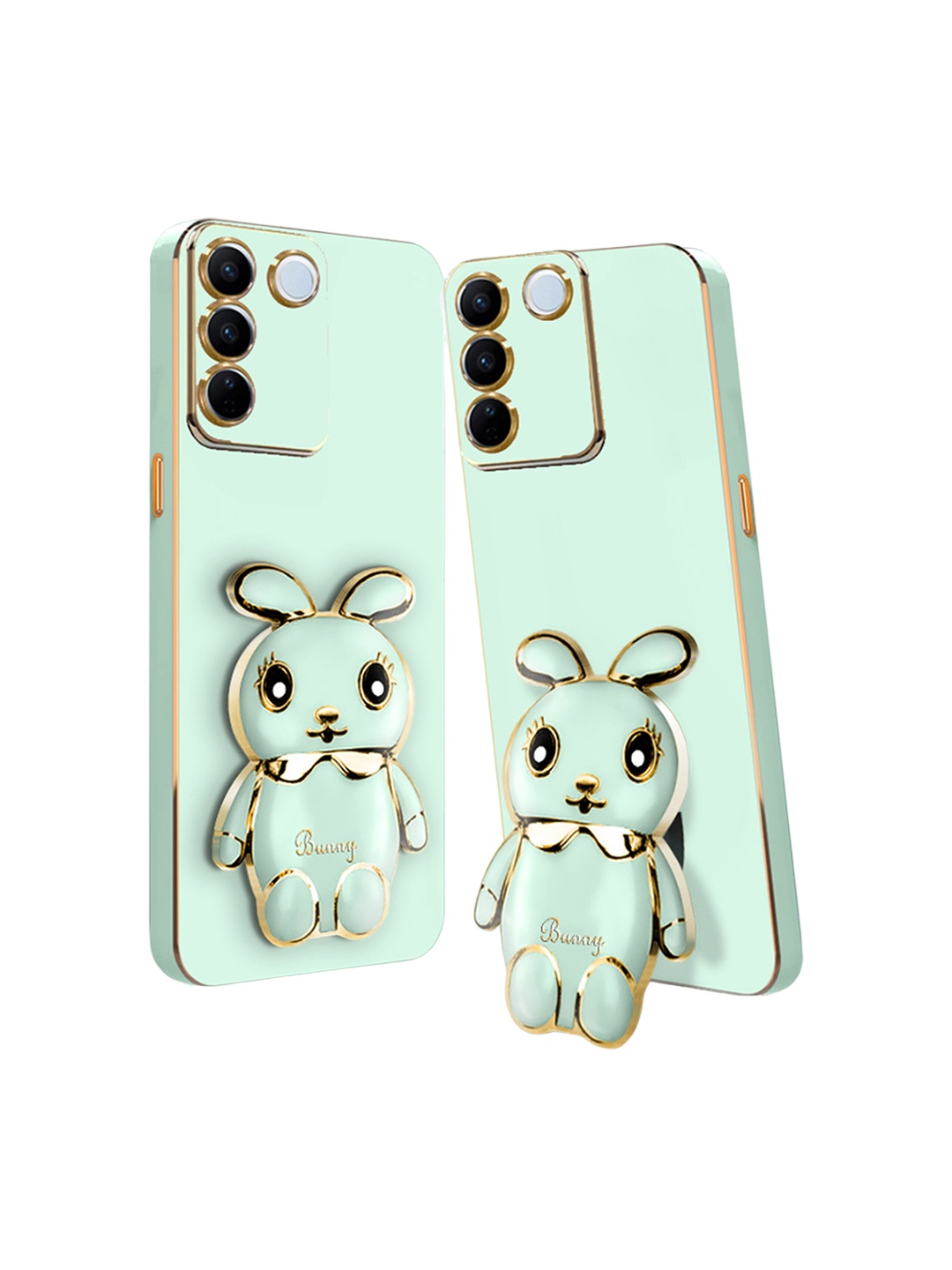 

Karwan Vivo Y100 3D Mini Bunny with Folding Stand Mobile Back Cover Case, Green