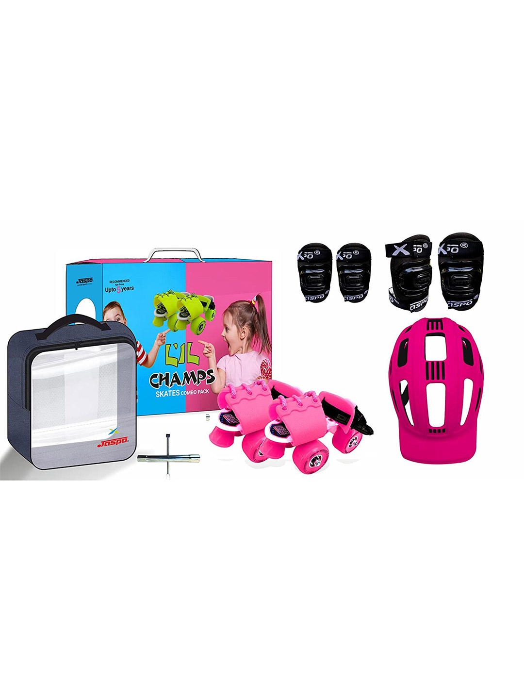 

Jaspo L'Il Kids Quad Adjustable Junior Roller Skates, Pink