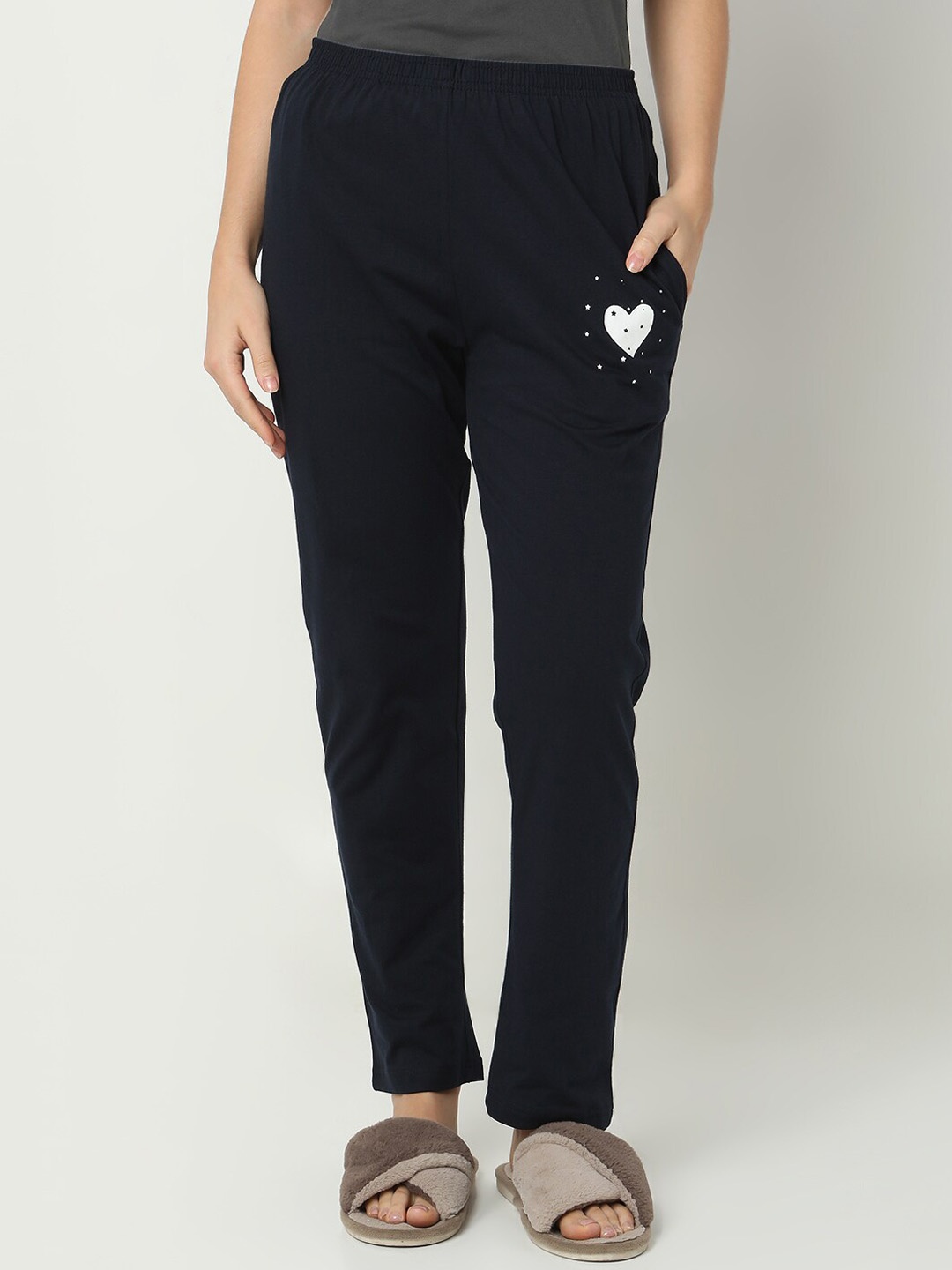 

Smarty Pants Women Mid-Rise Lounge Pants, Navy blue