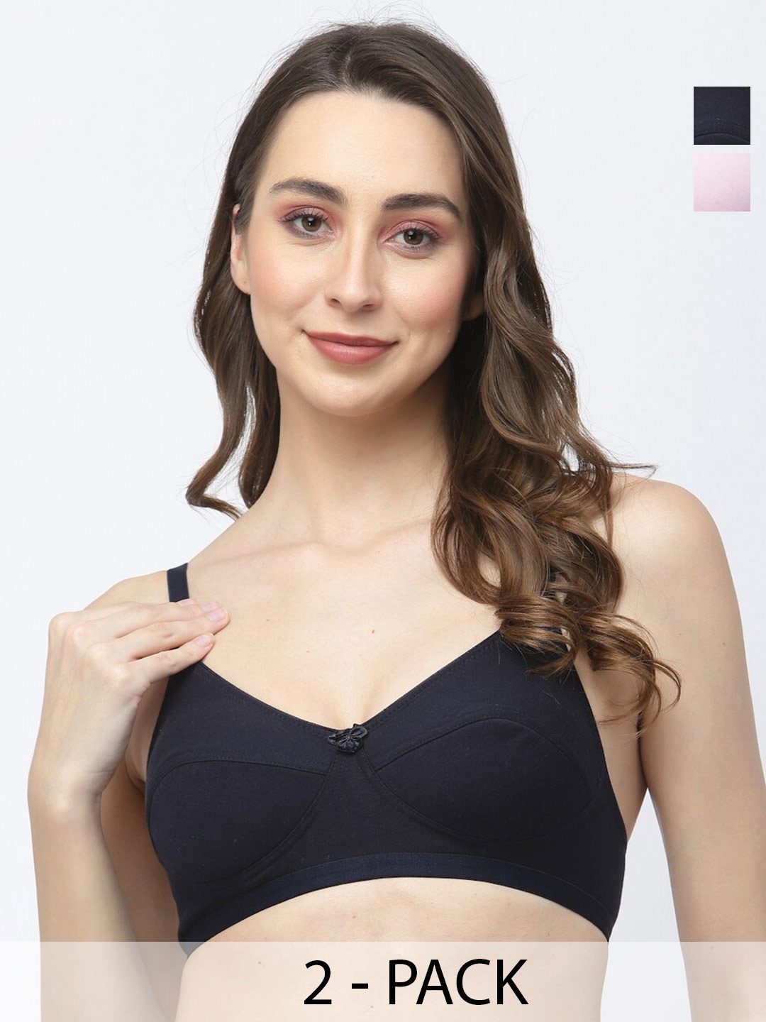 

College Girl Pack Of 2 Full Coverage Bra, Navy blue