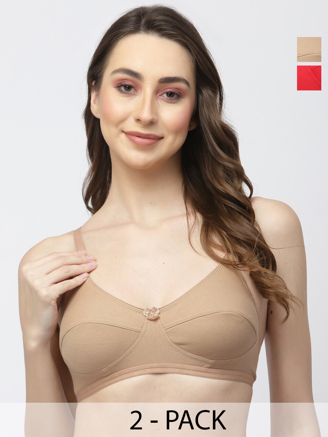 

College Girl Pack Of 2 Full Coverage Bra, Brown