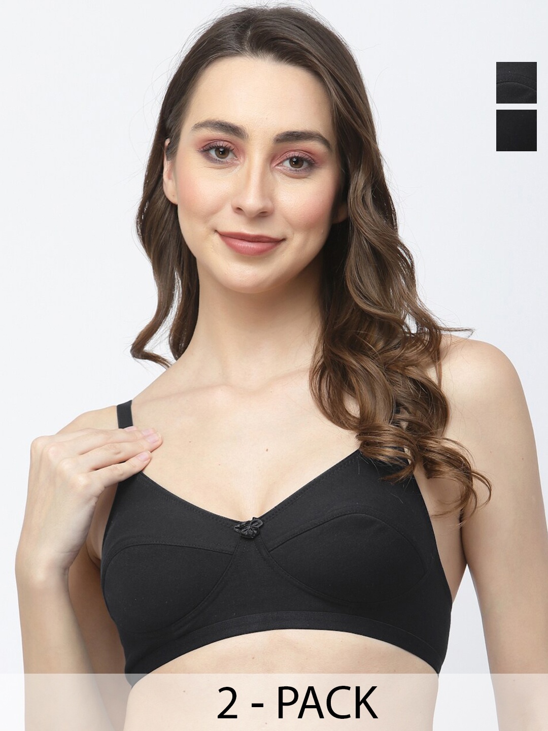 

College Girl Pack Of 2 Full Coverage Cotton Everyday Bra With All Day Comfort, Navy blue